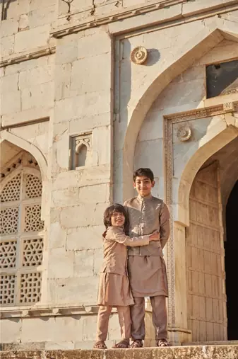 Zari Work Organza Jacket With Kurta Pajama