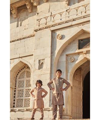 Zari Work Organza Jacket With Kurta Pajama 4