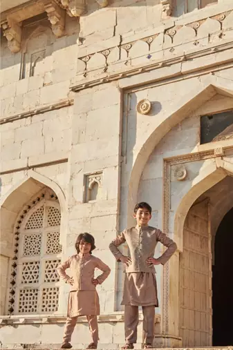 Zari Work Organza Jacket With Kurta Pajama
