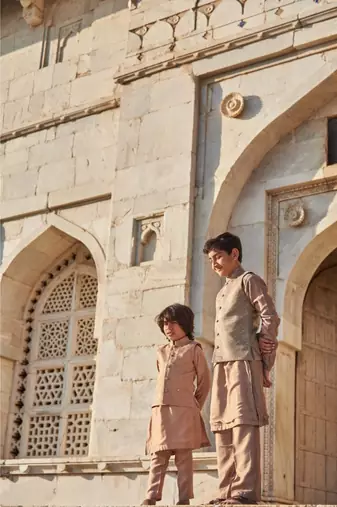 Zari Work Organza Jacket With Kurta Pajama
