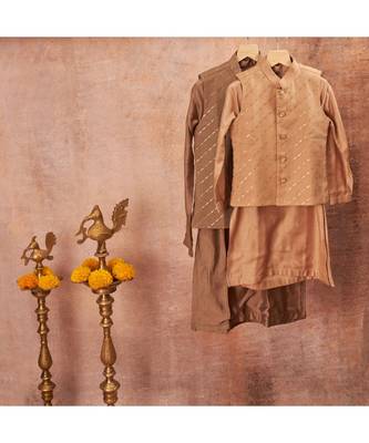 Zari Work Organza Jacket With Kurta Pajama 6