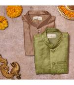 Thread Work Chanderi Jacket And Kurta Pajama Set