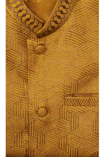 Thread Work Chanderi Jacket And Kurta Pajama Set