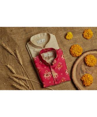 Chanderi Brocade Patola Print Jacket With Kurtha Pajjama 1