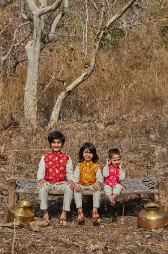 Chanderi Brocade Patola Print Jacket With Kurtha Pajjama