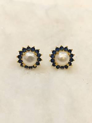 Blue pearl earrings 1
