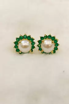 Green pearl earrings