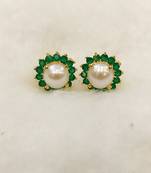 Green pearl earrings