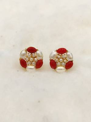 Red coral earrings 1