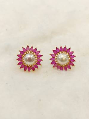 Pink pearl earrings 1