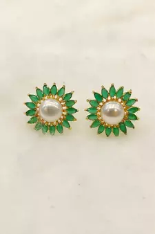 Green pearl earrings