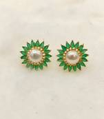 Green pearl earrings