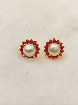 Red coral earrings 1