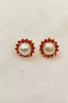 Red coral earrings