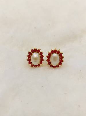 Red coral earrings 1