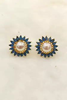 Blue pearl earrings