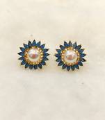 Blue pearl earrings
