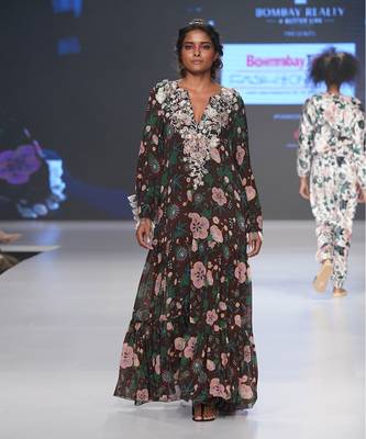 Payal Singhal Amineh Brown Printed Georgette Tiered Dress 2