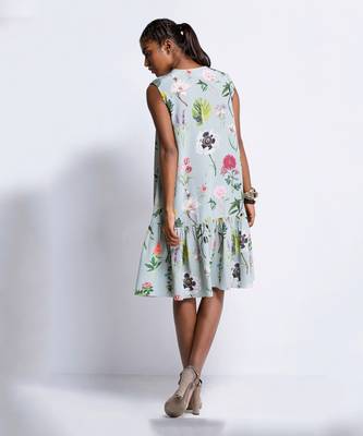 Payal Singhal Aqua Printed Crepe Frill Dress 2