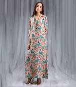 Payal Singhal Khaki Anaar aur Mor Print Shirt Dress