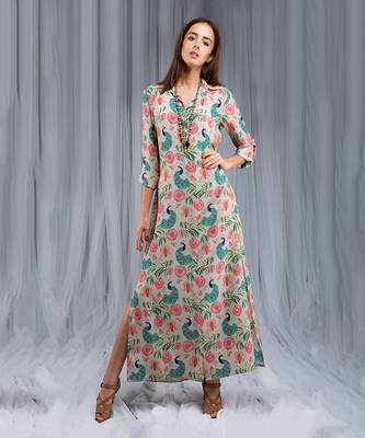 Payal Singhal Khaki Anaar aur Mor Print Shirt Dress 2