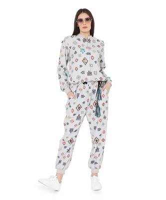 PS Pret by Payal Singhal Grey Colour Printed Art Crepe Jumpsuit 1