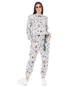 PS Pret by Payal Singhal Grey Colour Printed Art Crepe Jumpsuit