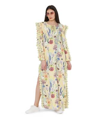 PS Pret by Payal Singhal Yellow Colour Printed Art Crepe Kigh Slit Kaftan 2