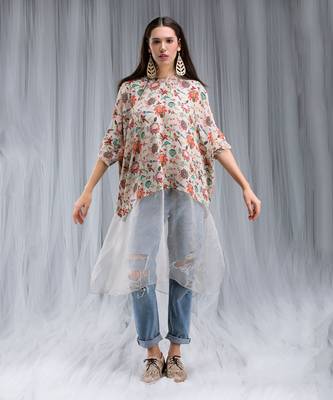 Payal Singhal Khaki Chidiya Print Kaftan Tunic 1