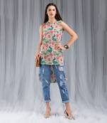 Payal Singhal Khaki Anaar aur Mor Print High-Low Tunic