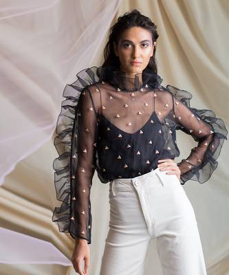 Payal Singhal Ara Black Organza Top 2