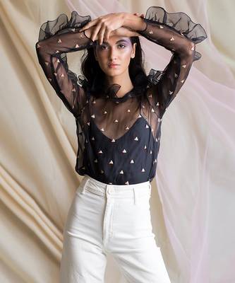 Payal Singhal Ara Black Organza Top 1