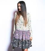 Payal Singhal Khaki Colour with Eggplant Colour and Black Colour Printed Crepe Frill Hem Tunic