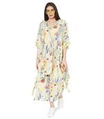 PS Pret by Payal Singhal Yellow Colour Printed Art Crepe Oversized Kaftan Top with Jogger Pant