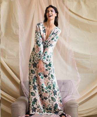 Payal Singhal White Printed Velvet Kaftan 1