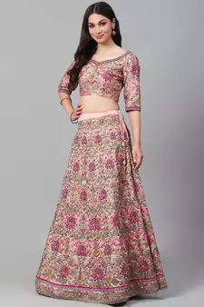 Captivating Baby Pink Dori, Zari And Thread Embroidered Silk Bridal Lehenga