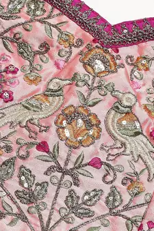 Captivating Baby Pink Dori, Zari And Thread Embroidered Silk Bridal Lehenga