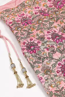 Captivating Baby Pink Dori, Zari And Thread Embroidered Silk Bridal Lehenga