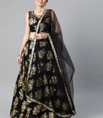 Stunning Black Sequins And Zari Embroidered Designer Heavy Work Lehenga Choli With Dupatta