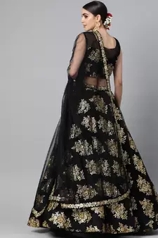 Stunning Black Sequins And Zari Embroidered Designer Heavy Work Lehenga Choli With Dupatta