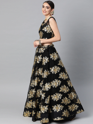 Stunning Black Sequins And Zari Embroidered Designer Heavy Work Lehenga Choli With Dupatta 3