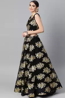 Stunning Black Sequins And Zari Embroidered Designer Heavy Work Lehenga Choli With Dupatta