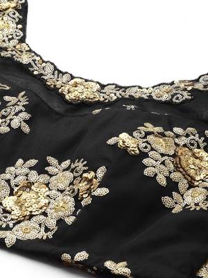 Stunning Black Sequins And Zari Embroidered Designer Heavy Work Lehenga Choli With Dupatta 5