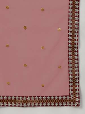Maroon Zari And Heavy Sequins Embroidered Art Silk Semi Stitched Lehenga Choli With Dupatta 5