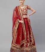 Elegant Maroon Fine Embroidered Women's Semi Stitched Designer Lehenga Choli For Wedding