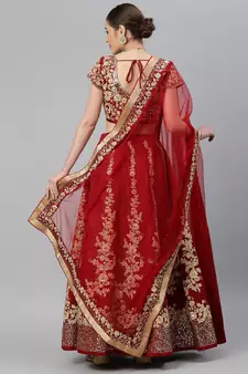 Elegant Maroon Fine Embroidered Women's Semi Stitched Designer Lehenga Choli For Wedding