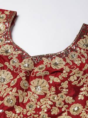 Elegant Maroon Fine Embroidered Women's Semi Stitched Designer Lehenga Choli For Wedding 5