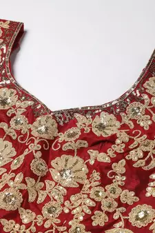 Elegant Maroon Fine Embroidered Women's Semi Stitched Designer Lehenga Choli For Wedding