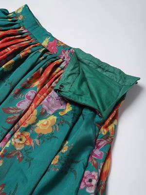 Dark-green embroidered organza semi stitched lehenga 5