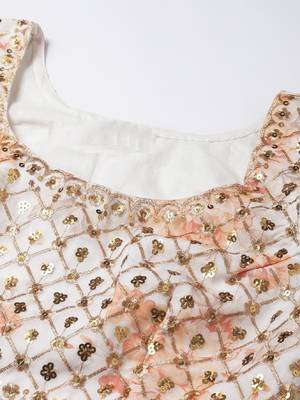 Stunning White Organza Zari And Sequins Work Floral Wedding Lehenga Choli For Women 5